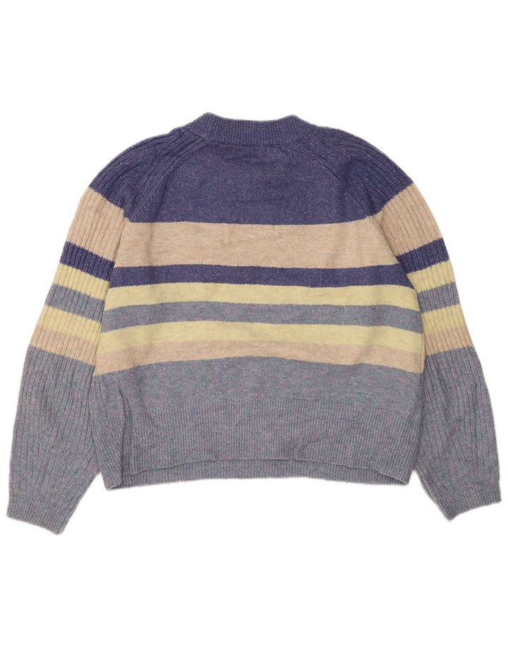 Marks & Spencer Womens Crew Neck Jumper Sweater UK 14 Medium Blue Striped