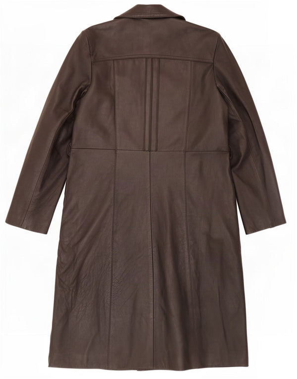 Vintage mujer cuero abrigo Reino Unido 18 XL negro