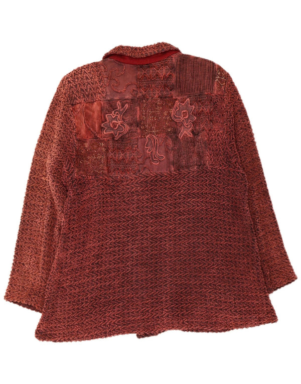 Bomber vintage pentru femei UK 14 Medium Maroon Floral