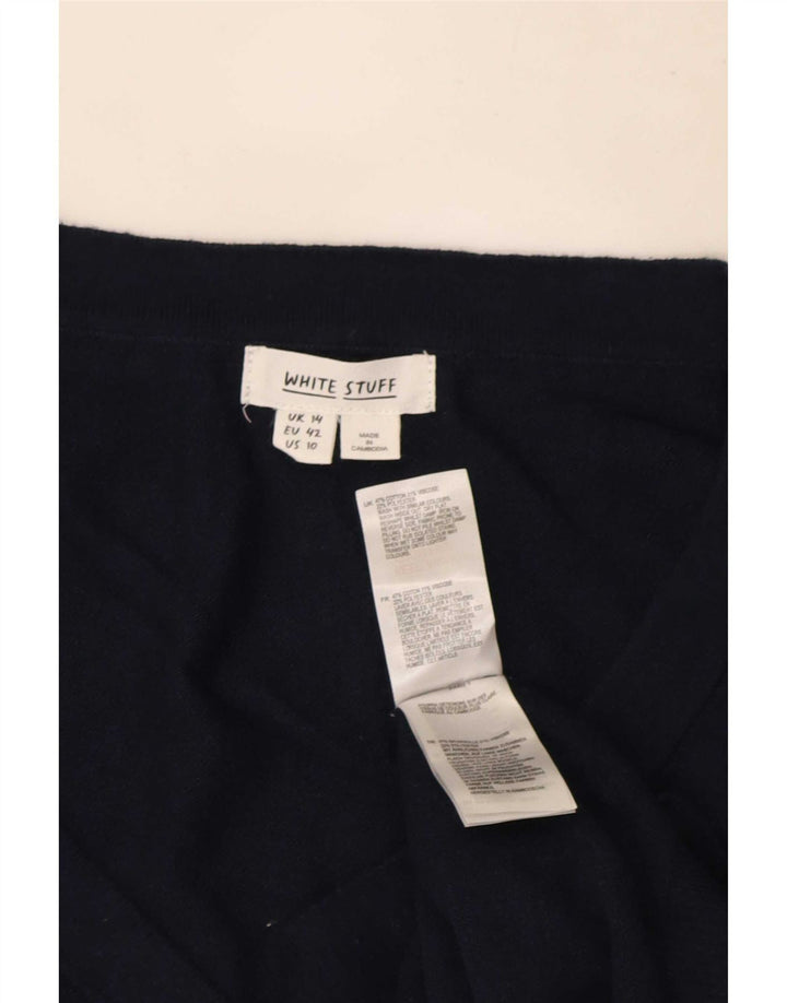 White Stuff Womens Cardigan Sweater UK 14 Large Navy Blue Colourblock