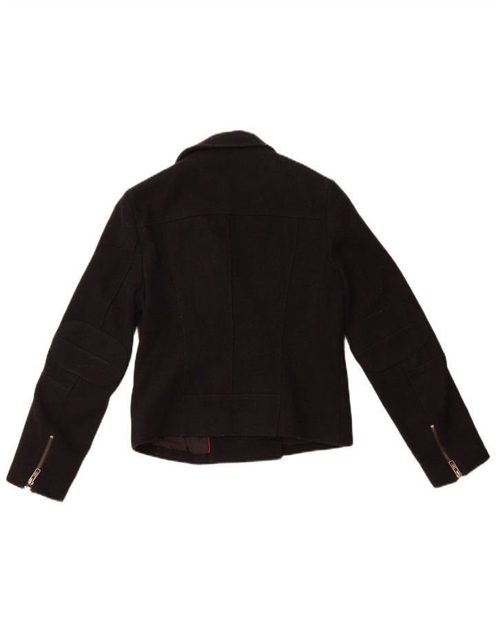 JACK WILLS Womens Crop Blazer Jacket UK 8 Small Black Wool