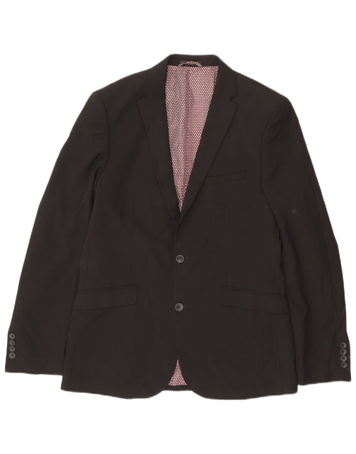 Marks & Spencer Mens Skinny Fit 2 Button Blazer Jacket UK 40 Large Black