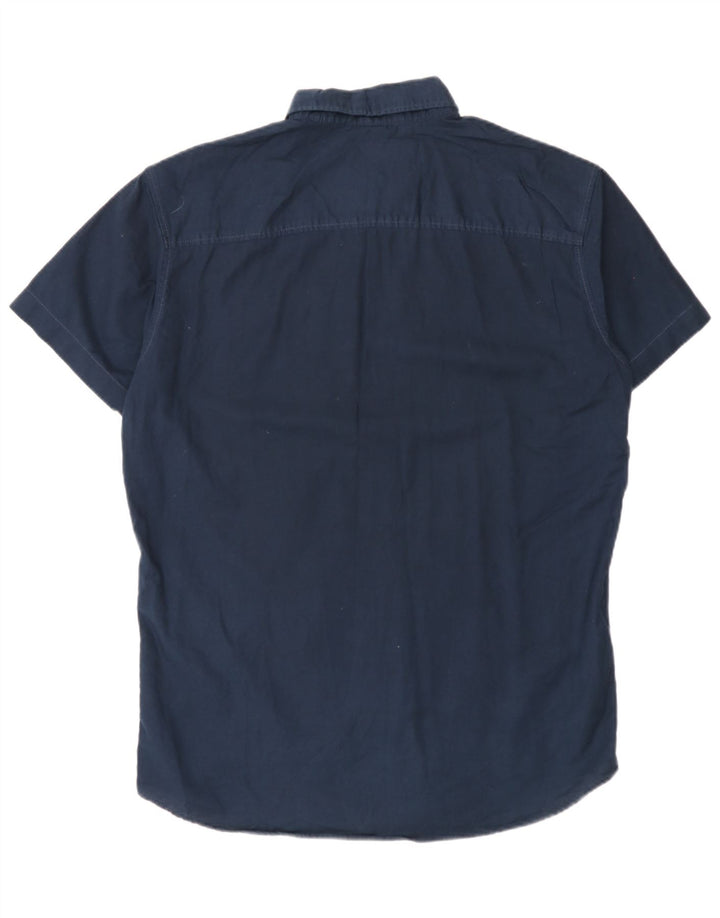 Jack & Jones Mens Short Sleeve Shirt Large Navy Blue Cotton