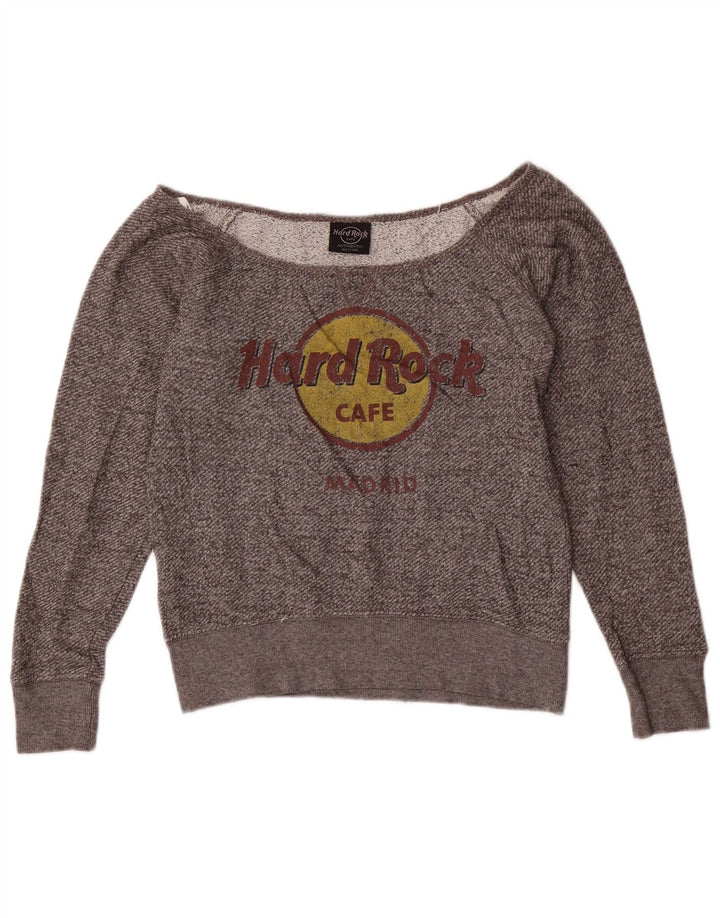 Hard Rock Cafe Womens Off Shoulder Sweatshirt Jumper UK 10 Small Grey