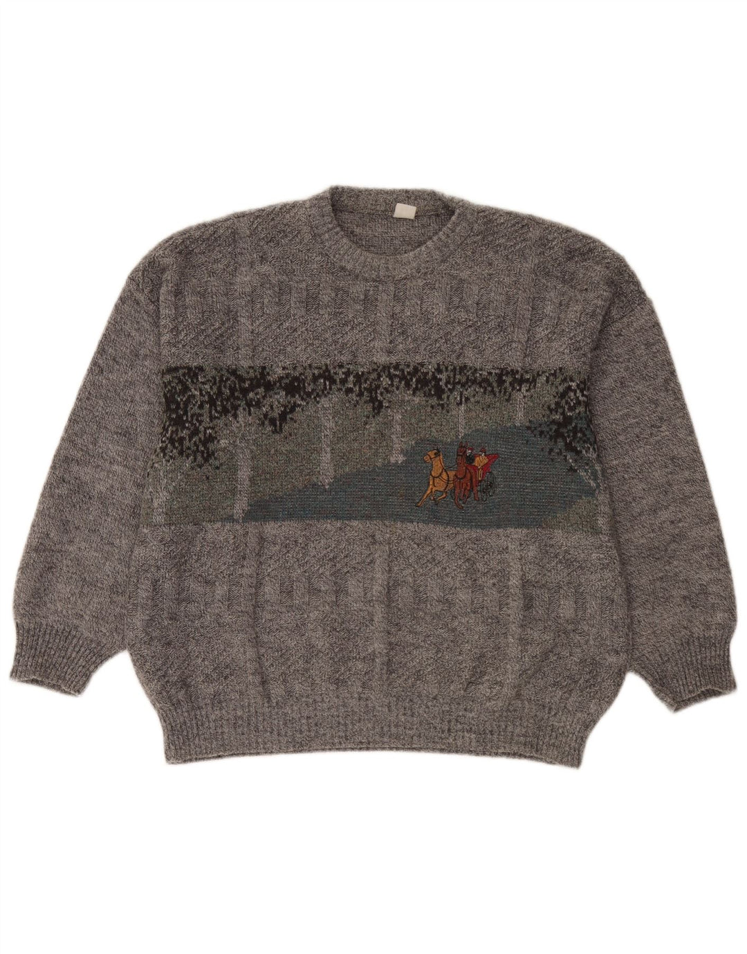 vintage Mens Crew Neck Jumper Pull XL Gris