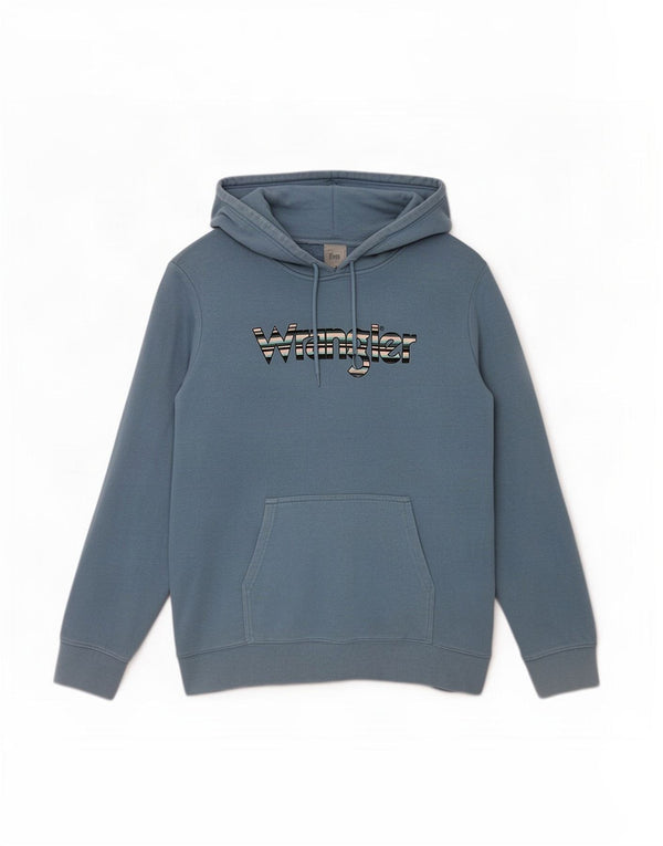 Wrangler Grafisk hættetrøje til mænd, stor blå bomuld