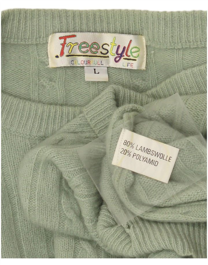 Free Style Mens Crew Neck Jumper Sweater Large Green Wool