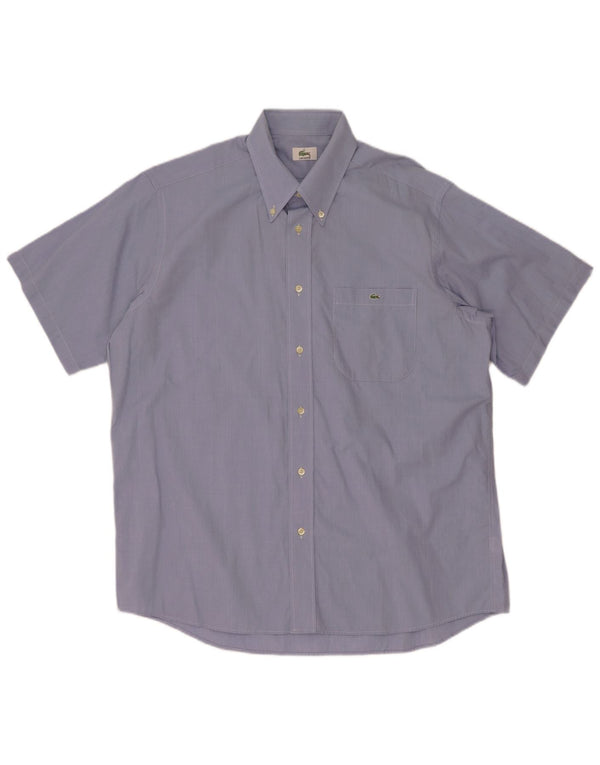 Camisa Lacoste Hombre Manga Corta Talla 41 Algodón Azul Grande