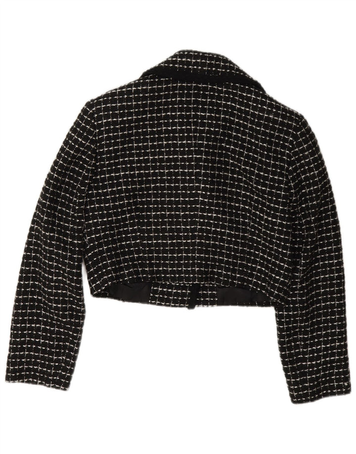 Vintage Dame 3-knaps Crop Blazer Jacket IT 42 Medium Black Check