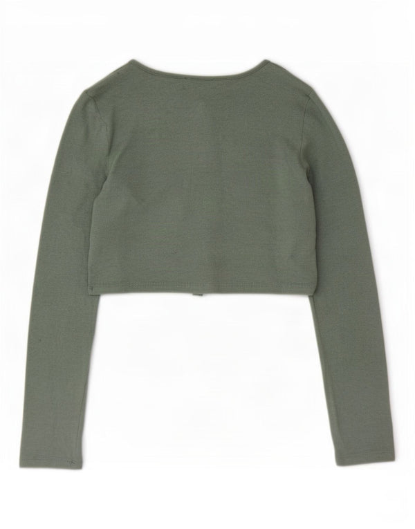 Zara Damen Crop Cardigan Top UK 12 Mittelgrüne Viskose