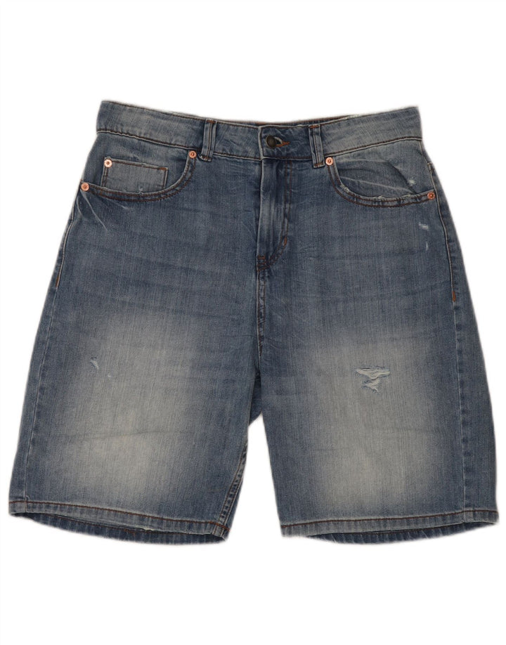 BENETTON Mens Denim Shorts W29 Small Blue Cotton