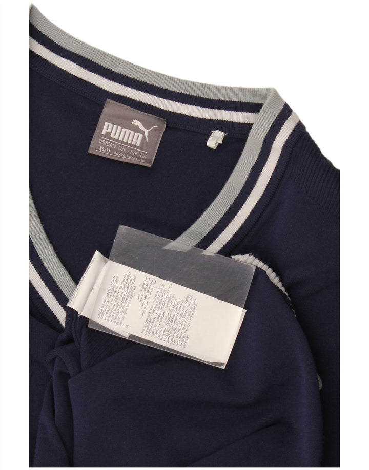 Puma Mens V-Neck Jumper Sweater Small Navy Blue Nylon