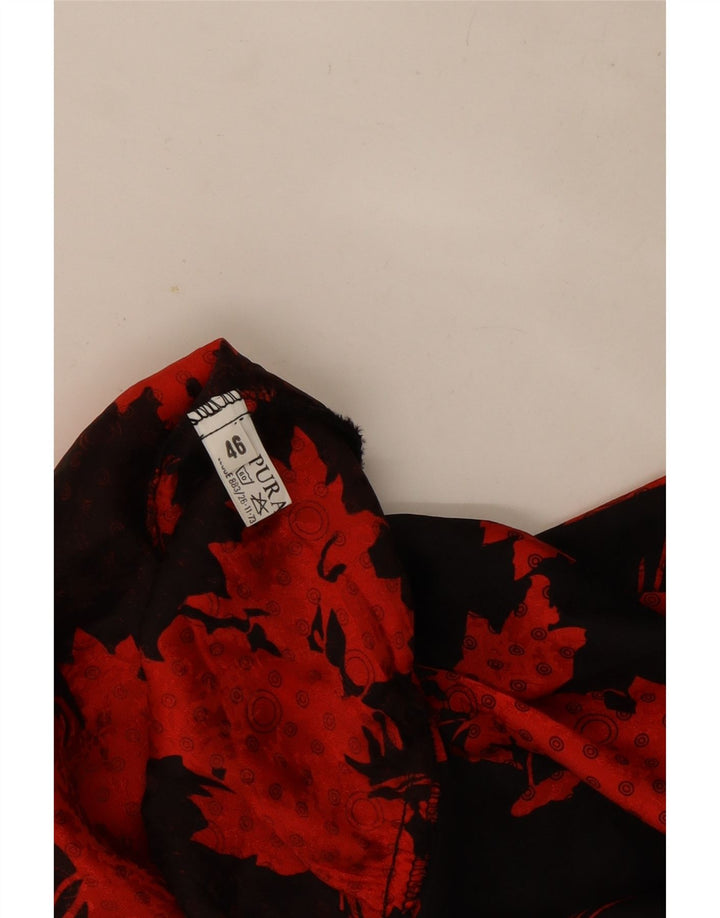 Vintage Womens Long Sleeve Ruffle Front Blouse Top IT 46 Large Black Floral