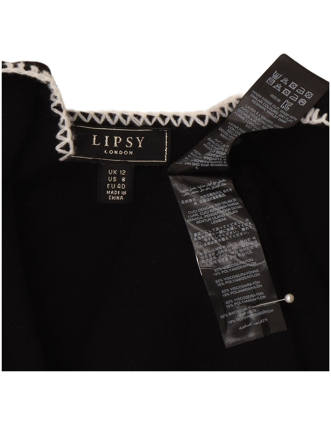 Lipsy Womens Longline Open Cardigan Sweater UK 12 Medium  Black Viscose