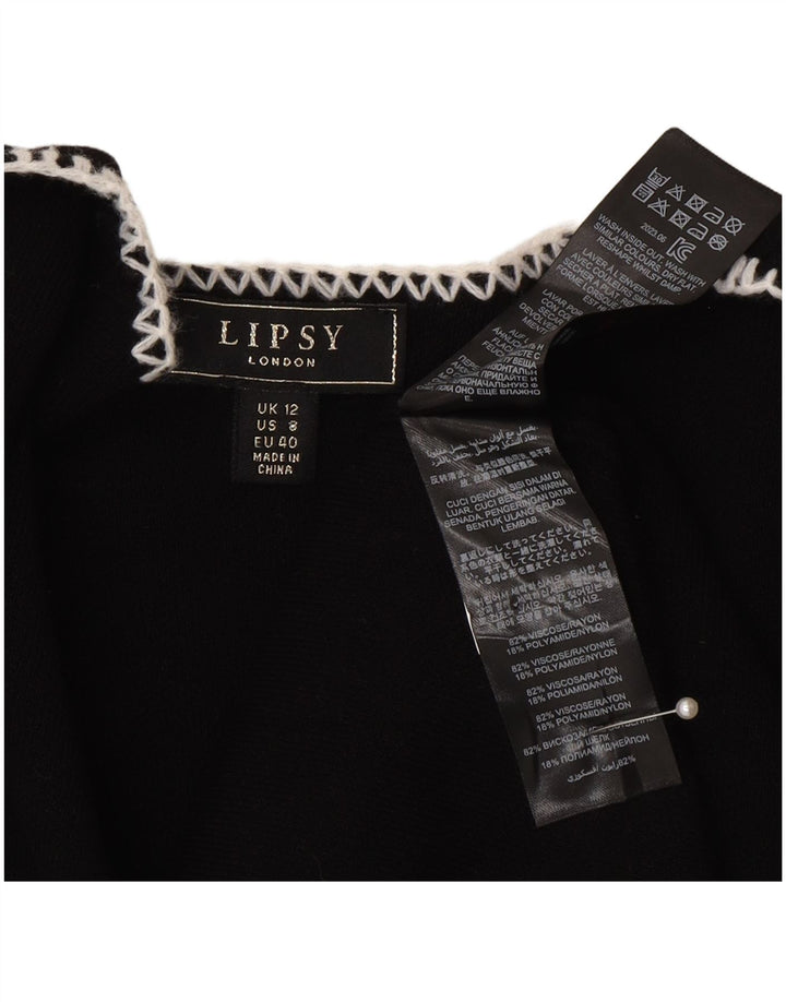 Lipsy Womens Longline Open Cardigan Sweater UK 12 Medium  Black Viscose