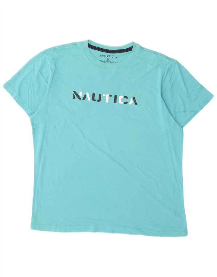Nautica Mens Graphic T-Shirt Top Medium Turquoise Cotton