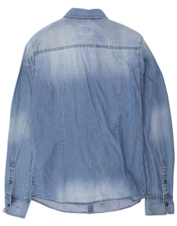 Camicia Jeans Armani Junior Bambino 13-14 Anni Cotone Blu