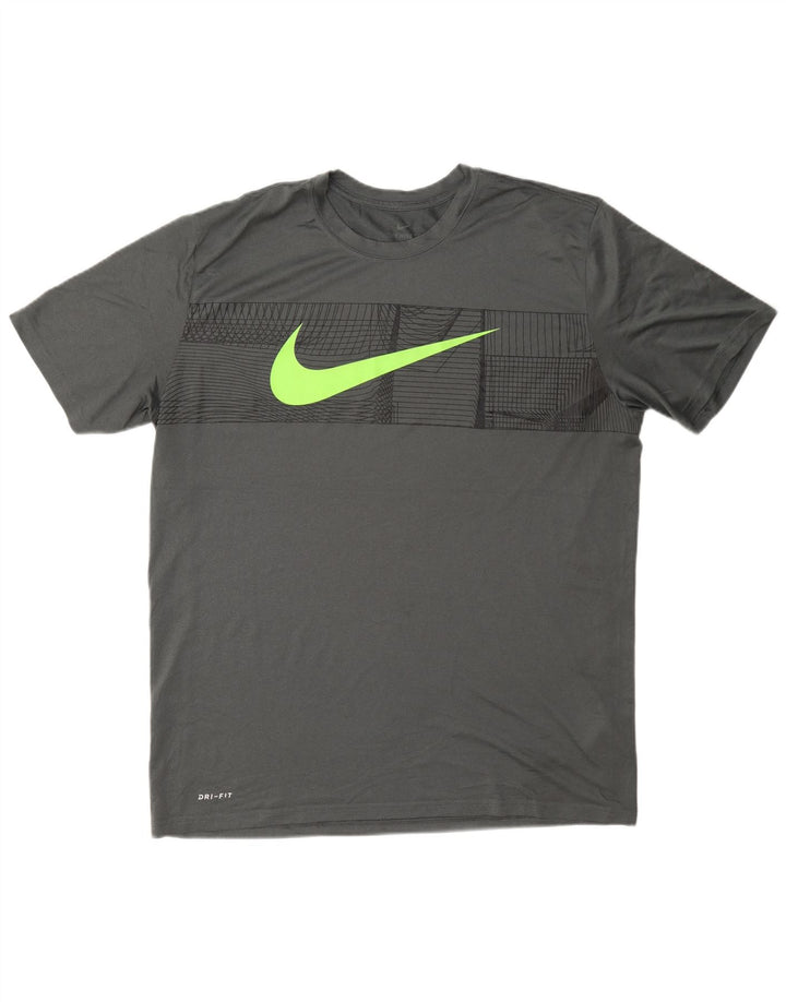 Nike Mens Dri Fit Graphic T-Shirt Top XL Grey Polyester