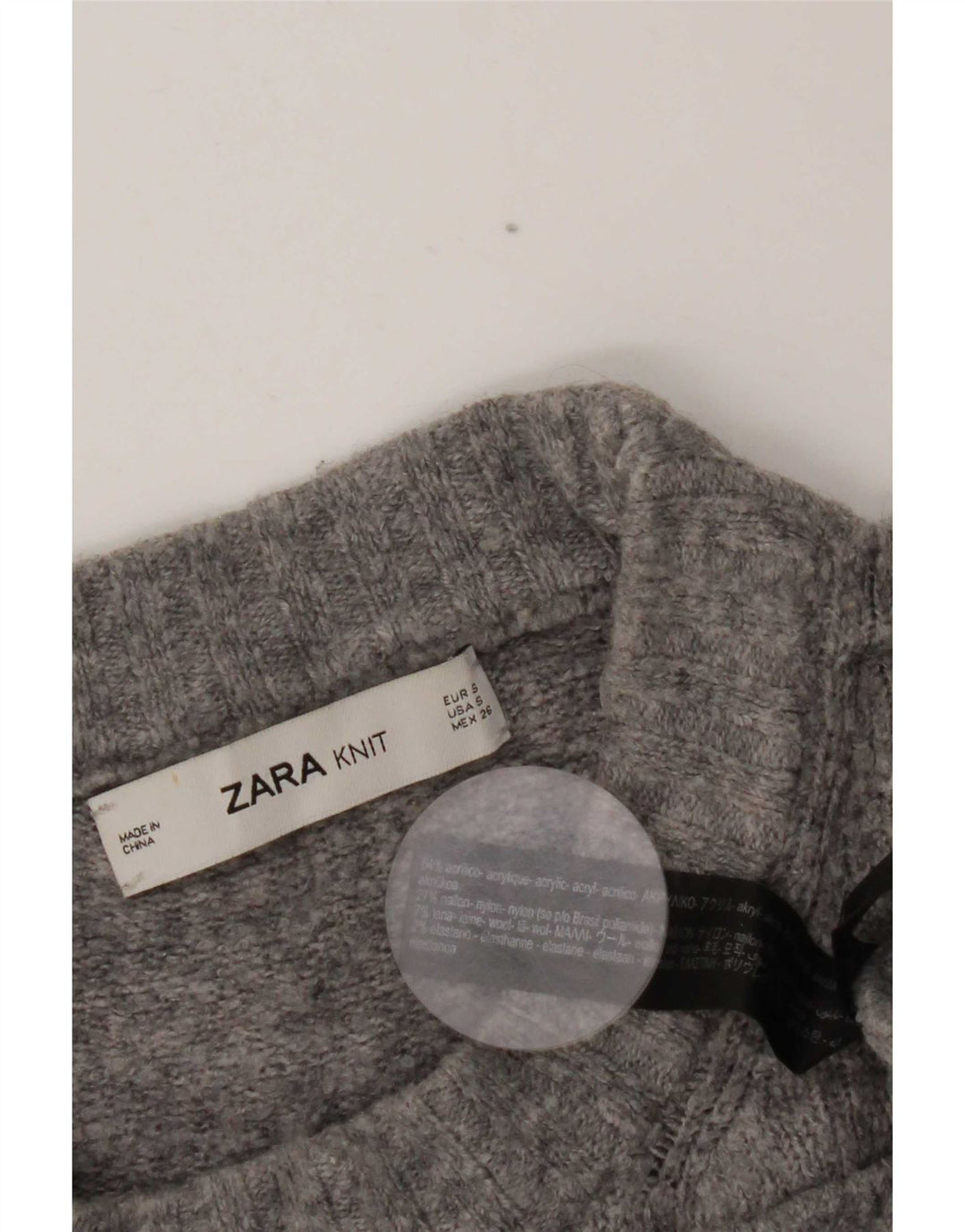 Zara Womens Oversized Turtle Neck Jumper Sweater UK 10 Small Grey Flecked