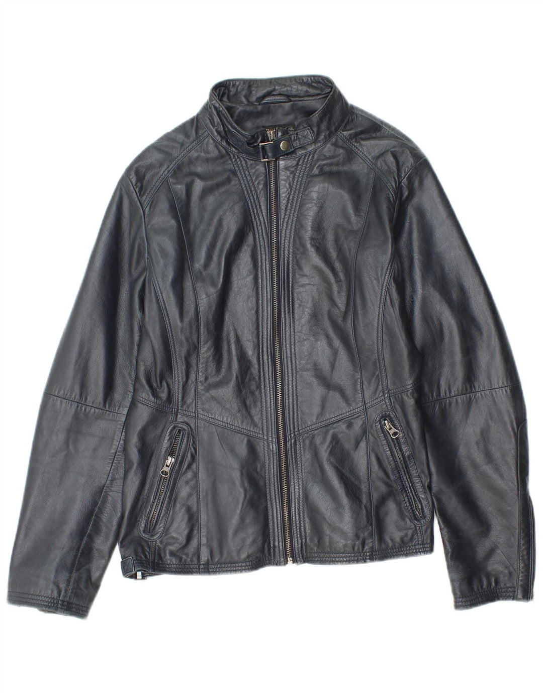 Geacă de piele vintage pentru femei IT 48 XL din piele bleumarin
