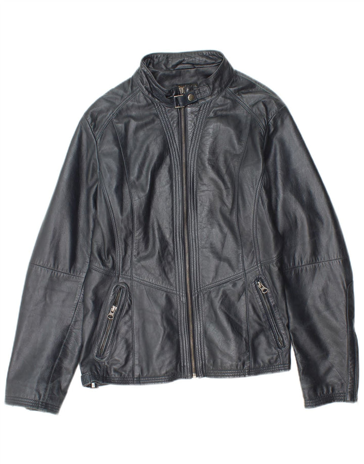 Geacă de piele vintage pentru femei IT 48 XL din piele bleumarin