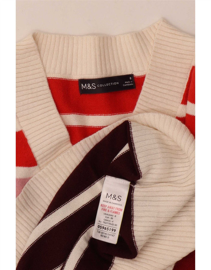 Marks & Spencer Womens V-Neck Jumper Sweater UK 8 Small Multicoloured
