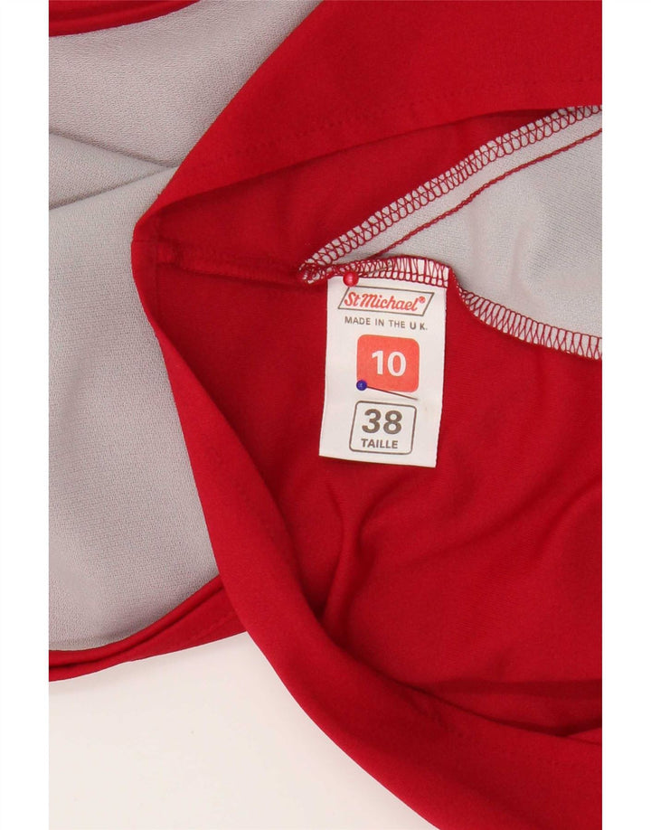 St Michael Womens Loose Fit Blouse Top UK 10 Small Red Colourblock