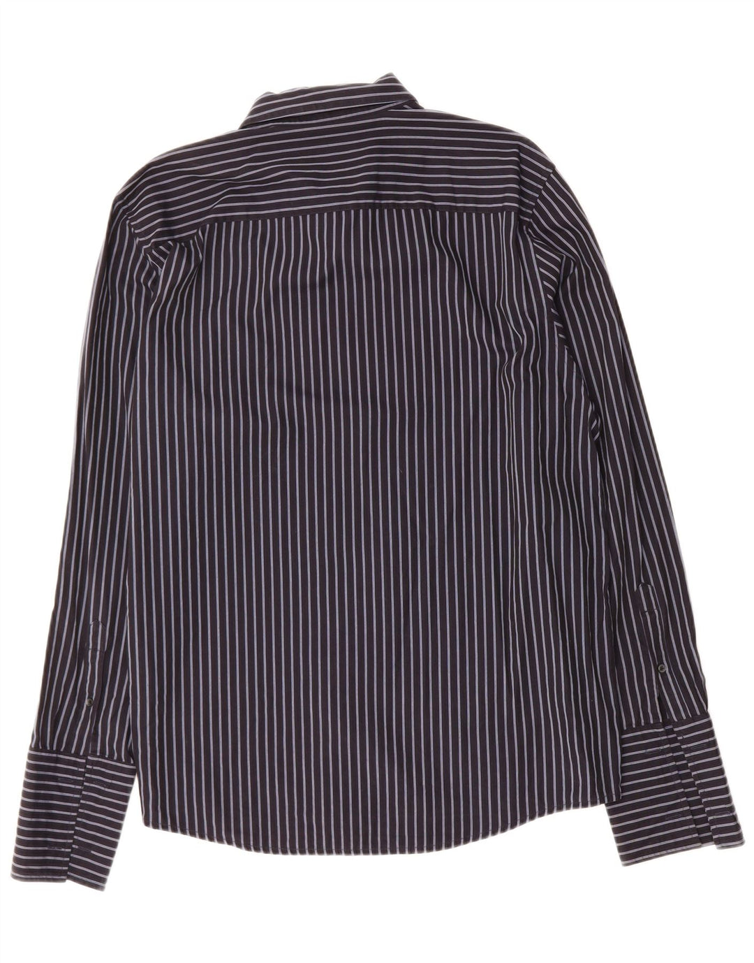 CALVIN KLEIN Mens Formal Shirt Large Navy Blue Striped Cotton