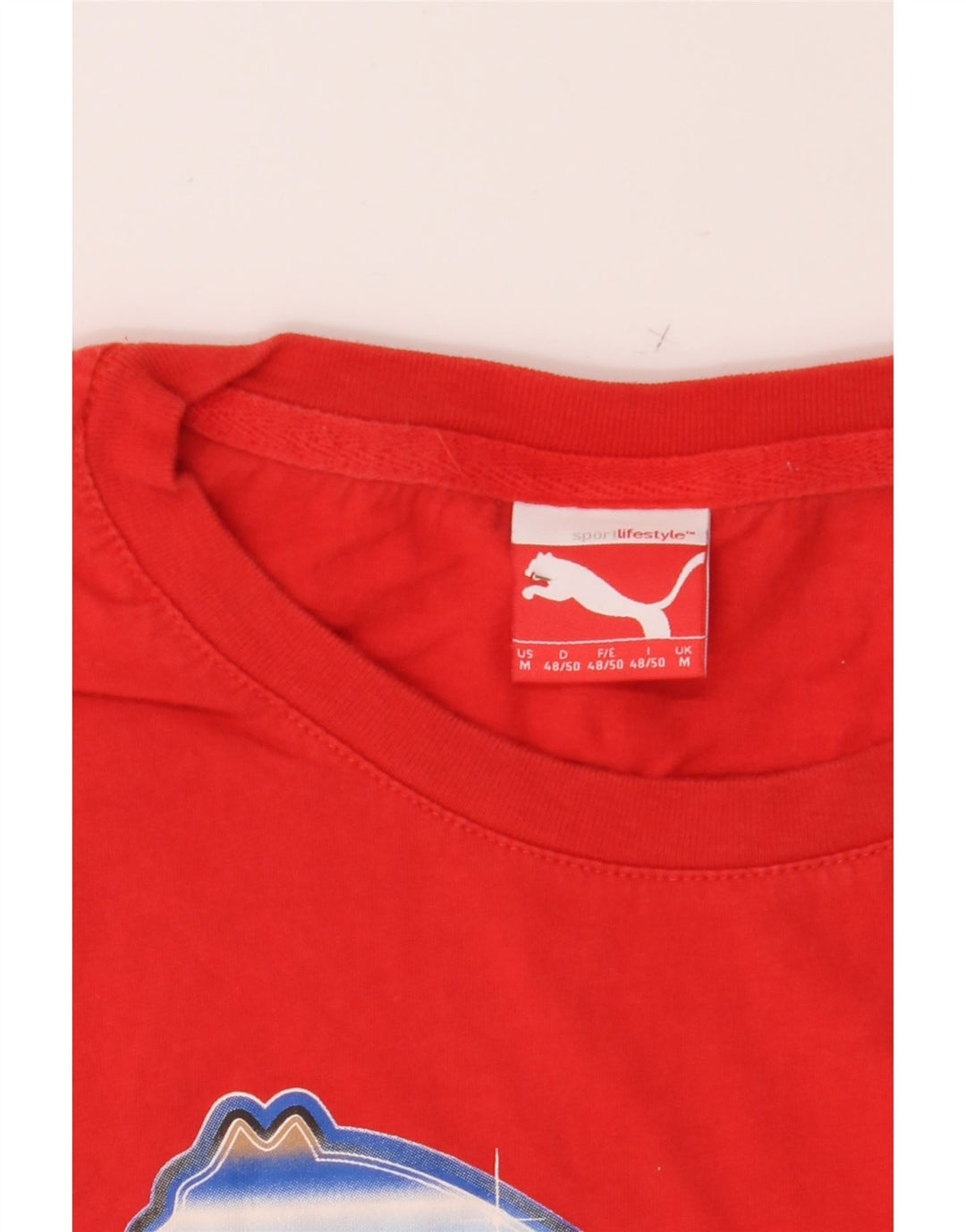 PUMA Mens Graphic T-Shirt Top Medium Red Cotton Vintage Puma and Second-Hand Puma from Messina Hembry 