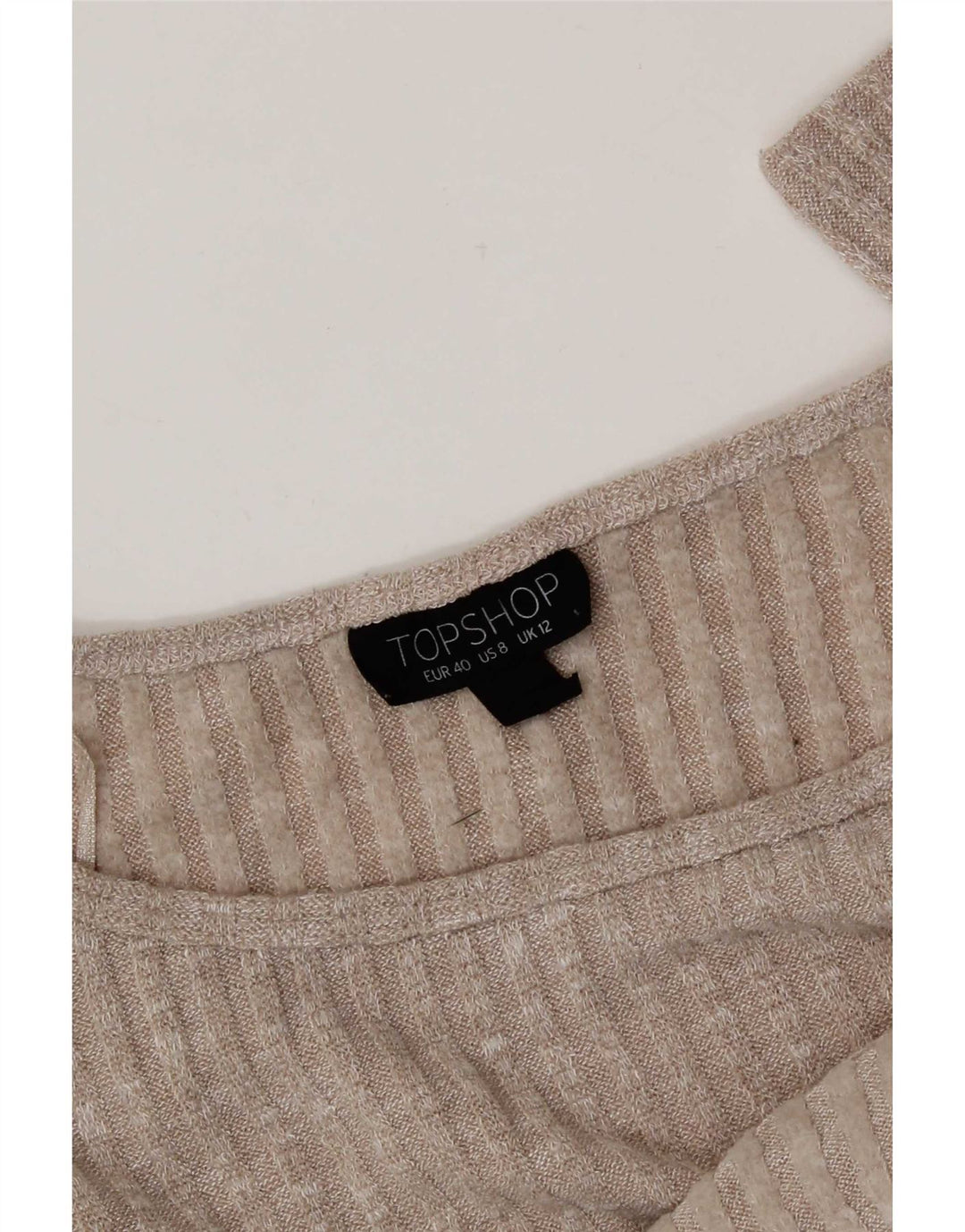 Topshop Womens Crop Oversized Top Long Sleeve UK 12 Medium Beige Flecked