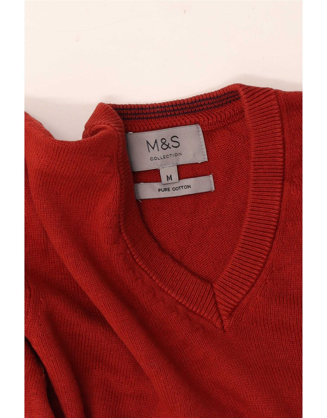 Marks & Spencer Mens V-Neck Jumper Sweater Medium Red