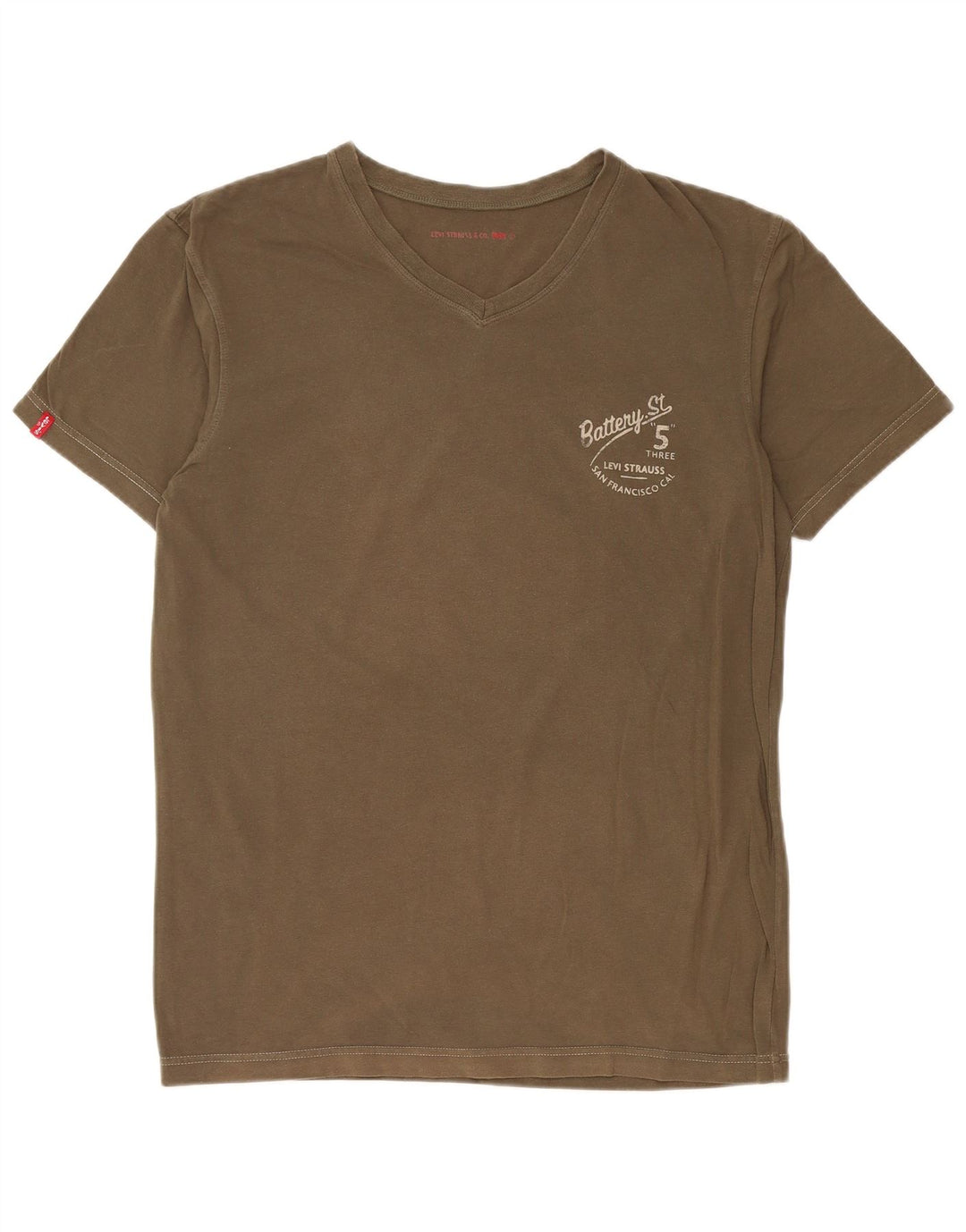 LEVI'S Mens Graphic T-Shirt Top Medium Khaki Cotton