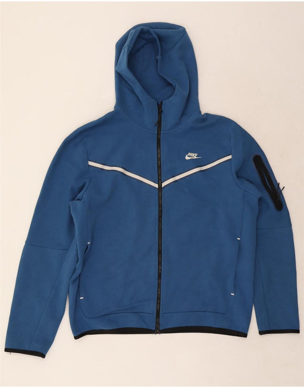 Męski sweter z kapturem i zamkiem błyskawicznym Nike, bawełniany, w duże niebieskie paski