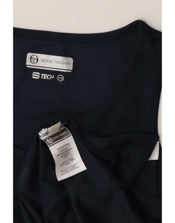 Sergio Tacchini Womens Vest Top UK 6 XS Navy Blue Colourblock Polyester