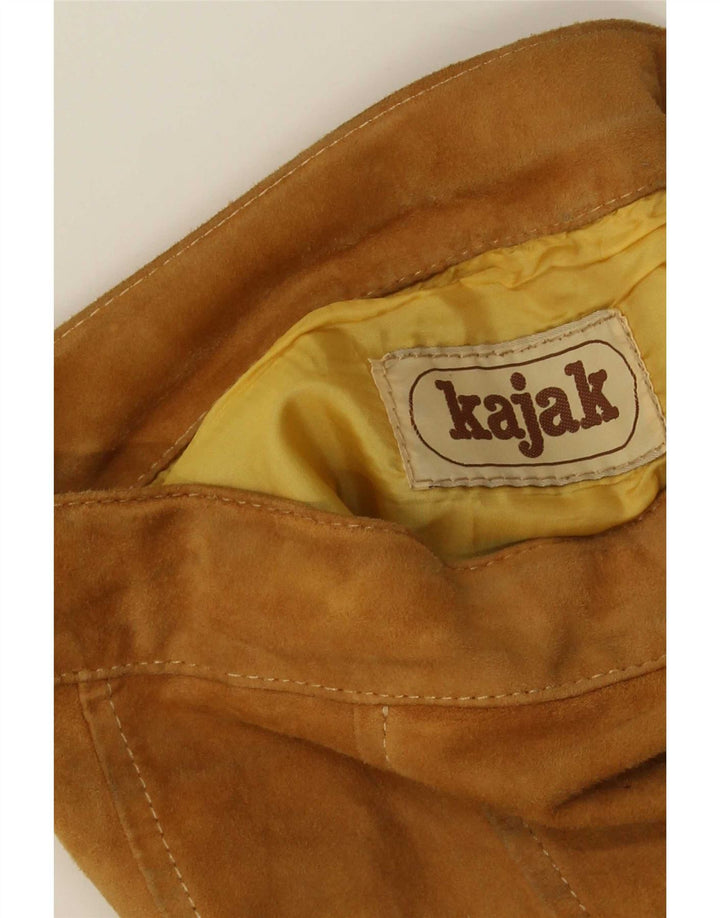 Fusta evazată din piele intoarsa pentru femei vintage W26 maro mic