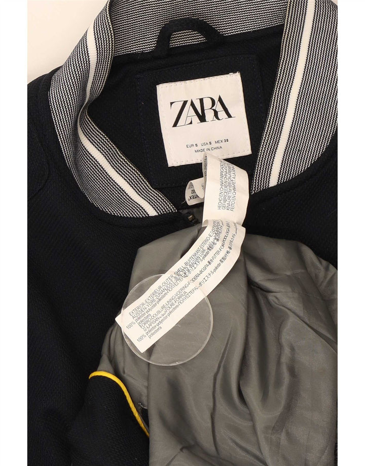 Zara Mens Bomber Jacket UK 36 Small Azul Marino Poliéster
