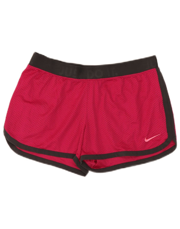 Shorts esportivos gráficos femininos Nike Dri Fit UK 14 médio rosa colorblock