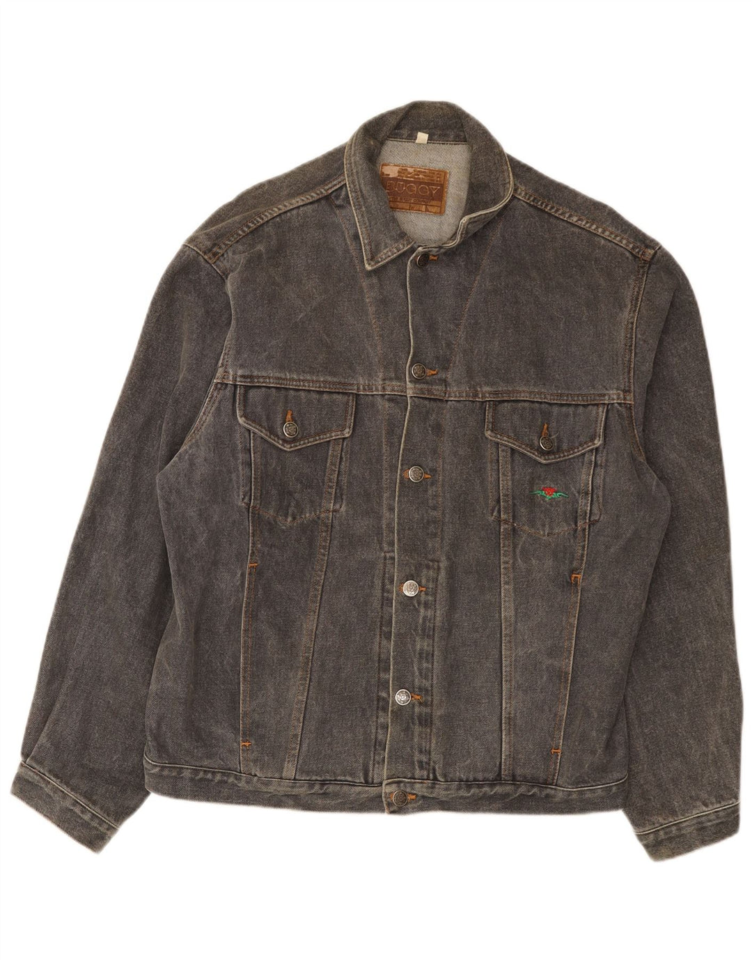 Vintage Mens Denim Jacket UK 40 Large Grey Cotton