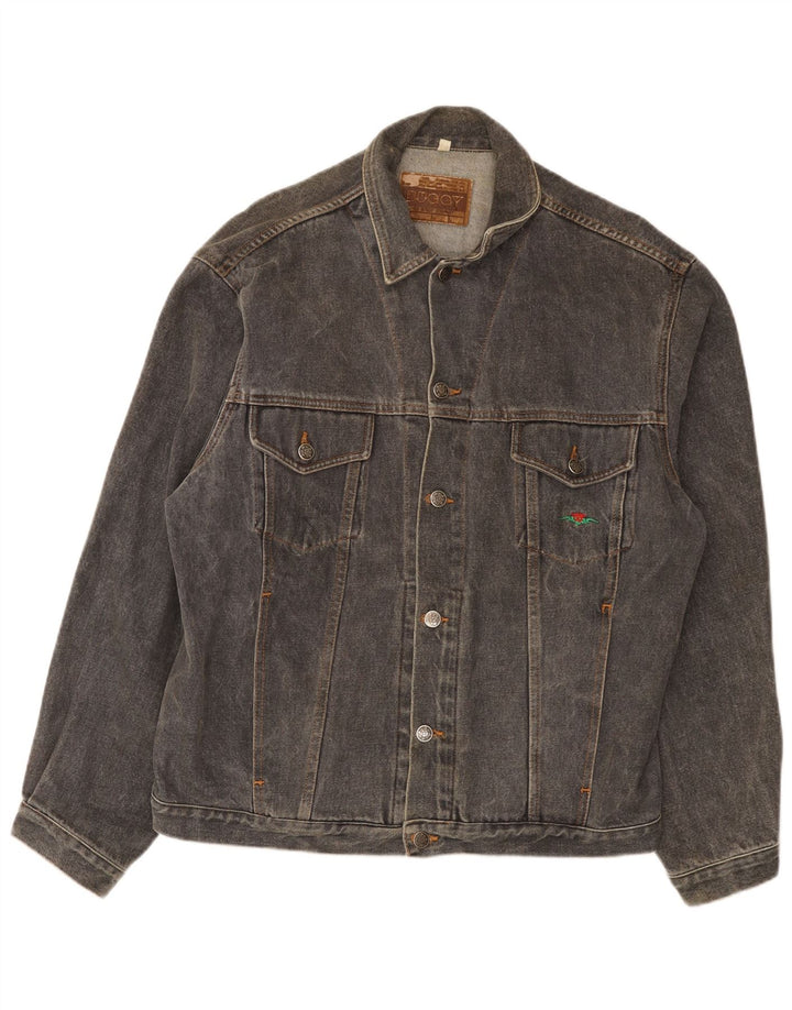 Vintage Mens Denim Jacket UK 40 Large Grey Cotton