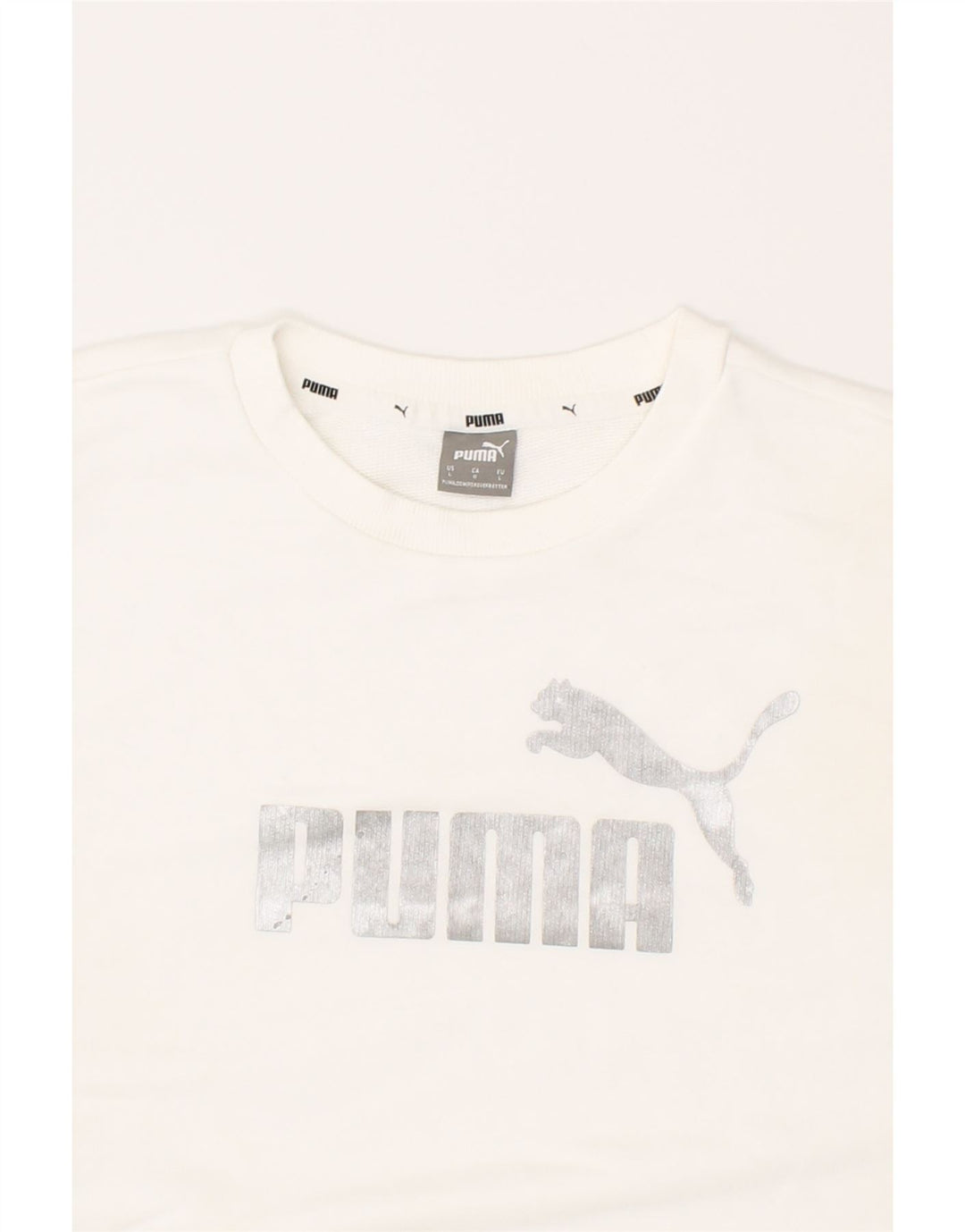 PUMA Womens Graphic Sweatshirt Jumper UK 16 Large White Cotton Vintage Puma and Second-Hand Puma from Messina Hembry 