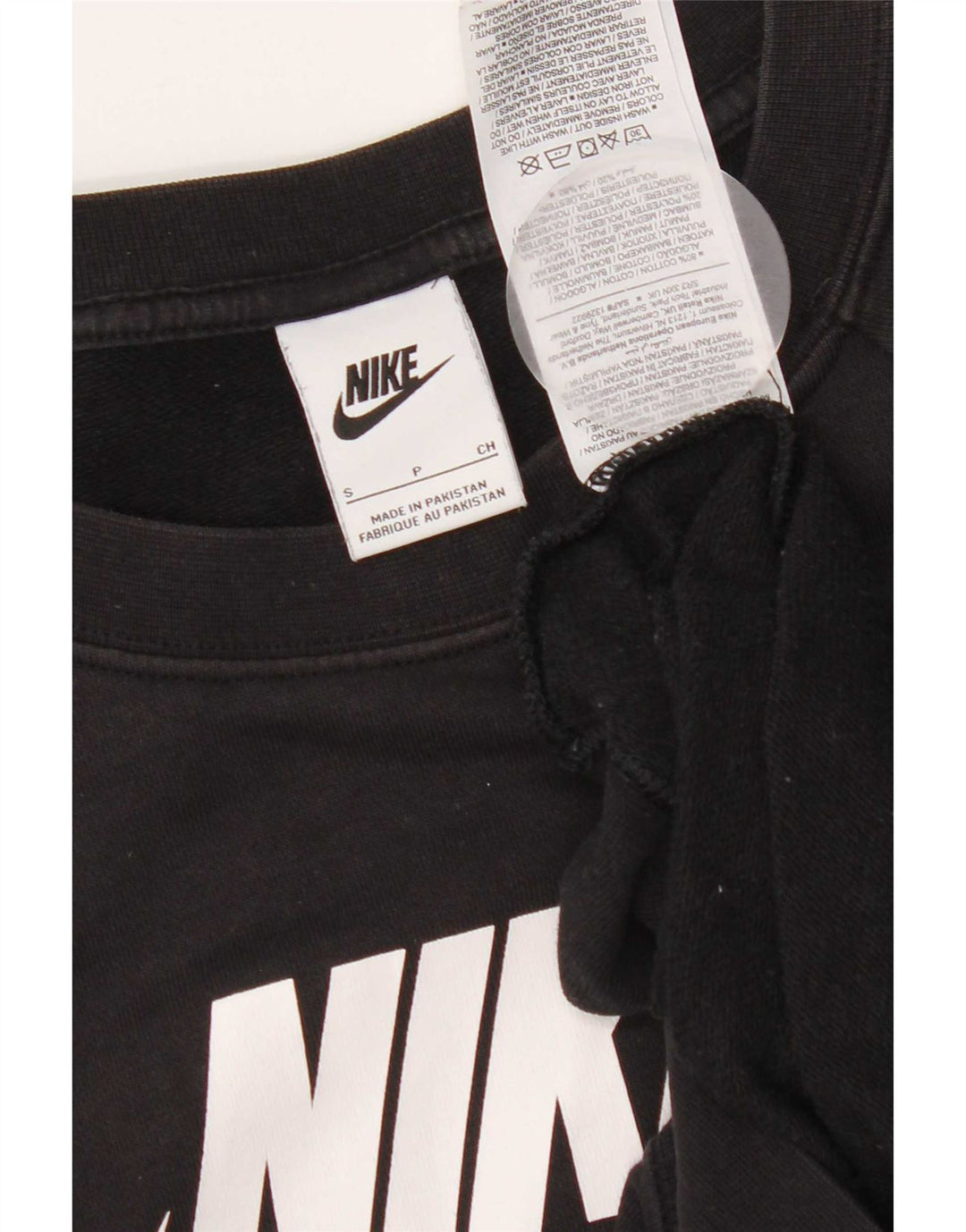 Nike Womens Graphic Oversized Sweatshirt Pullover UK 12 Small Schwarze Baumwolle