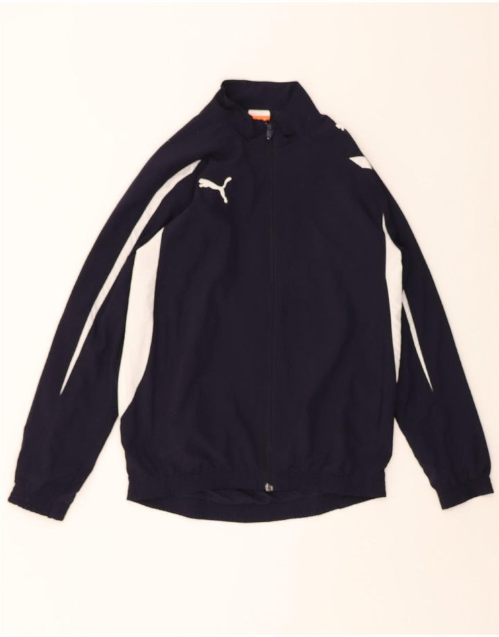 PUMA Boys Tracksuit Top Jacket 13-14 Years Navy Blue Colourblock Polyester Vintage Puma and Second-Hand Puma from Messina Hembry 