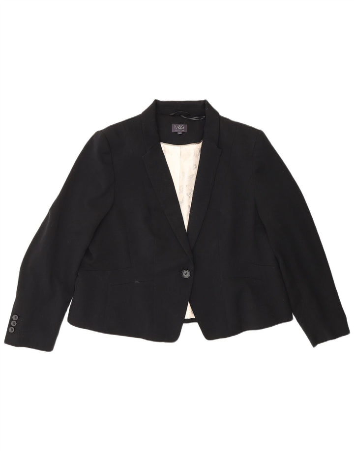 Jaqueta blazer feminina Marks & Spencer com 1 botão Reino Unido 20 2XL poliéster preto
