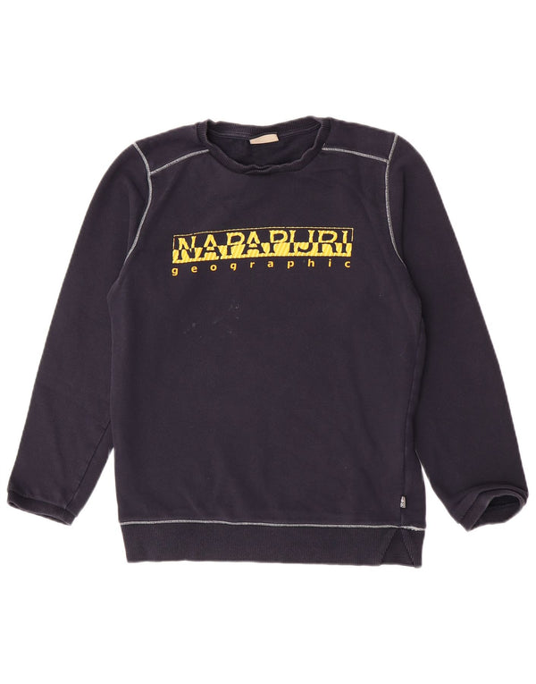 Felpa con grafica Napapijri per ragazzi 13-14 anni in cotone blu navy