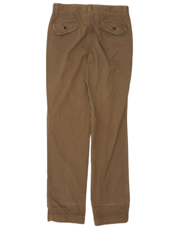 Massimo Dutti Mens Straight Chino Trousers EU 42 Large W32 L34 Khaki Cotton