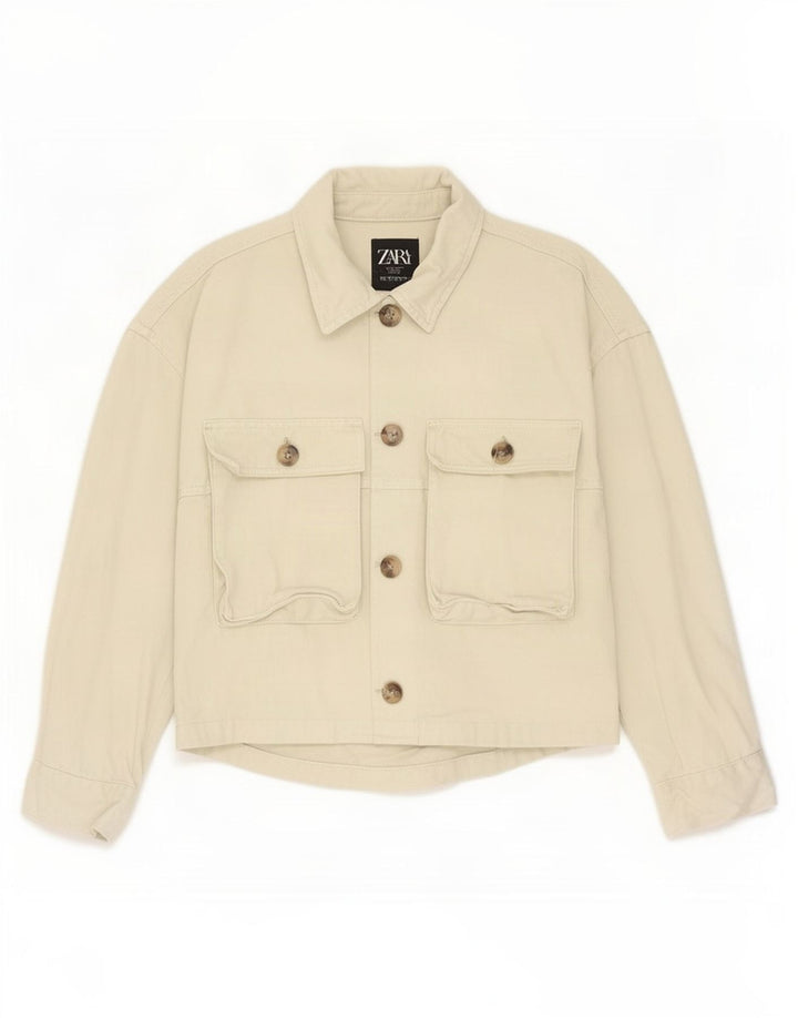 Zara Mujer Chaqueta Bomber UK 10 Small Algodón Verde