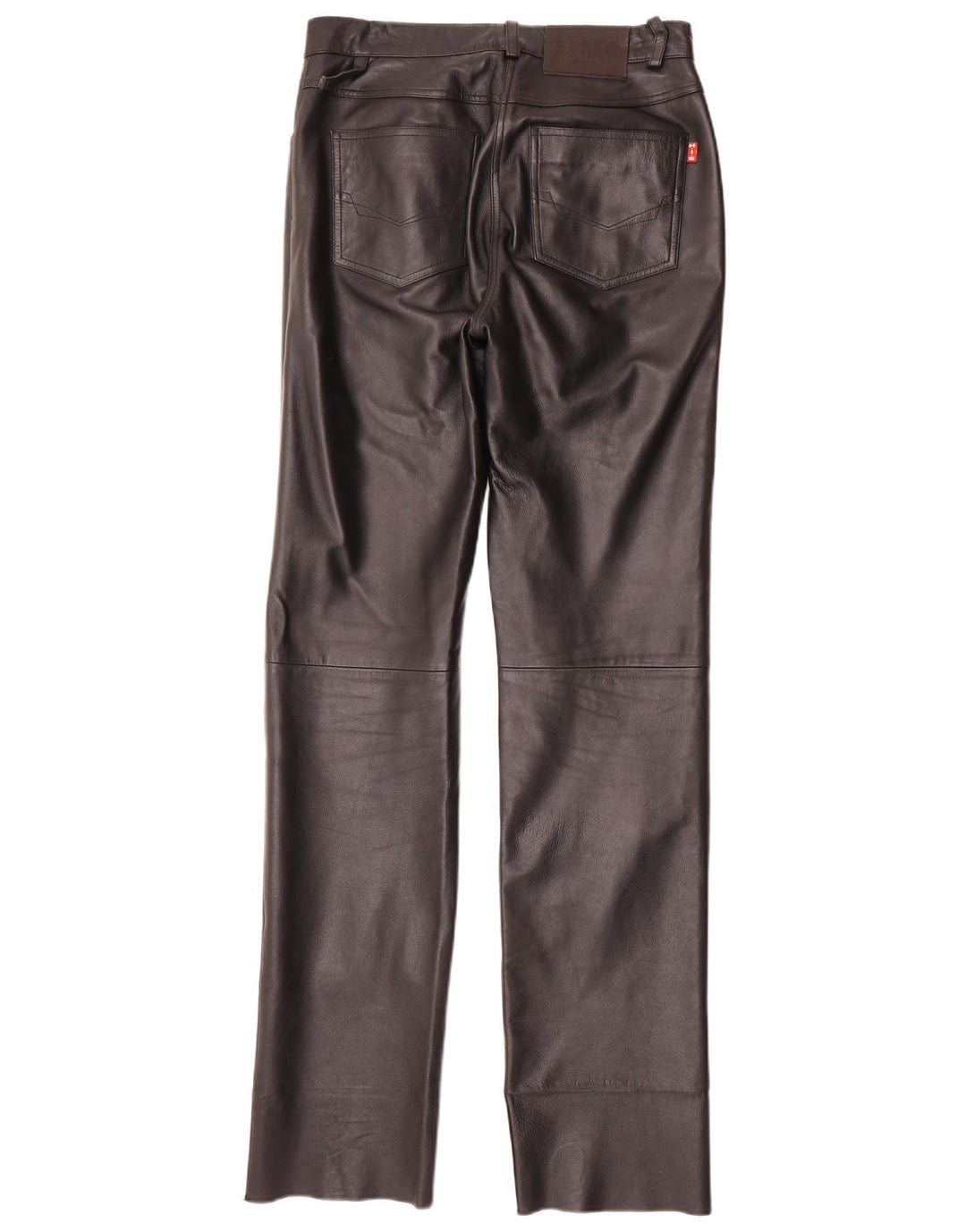 H.I.S Womens Straight Leather Trousers EU 38 Medium W28 L34 Black
