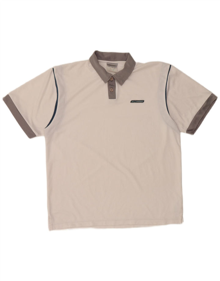 REEBOK Mens Polo Shirt Medium White Colourblock Polyester