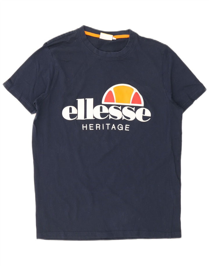 Ellesse Mens Graphic T-Shirt Top Medium Navy Blue Cotton