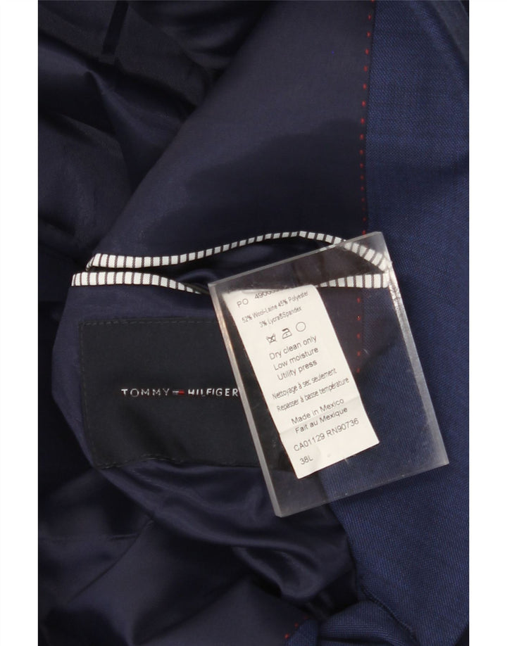 TOMMY HILFIGER Mens 2 Button Blazer Jacket UK 38 Medium Navy Blue Wool